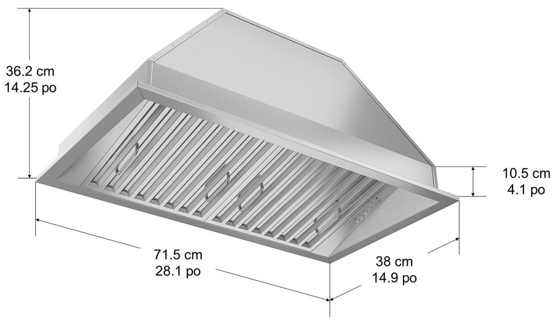 Ancona AN-1365 Pro Insert 28 in. Stainless Steel Range Hood