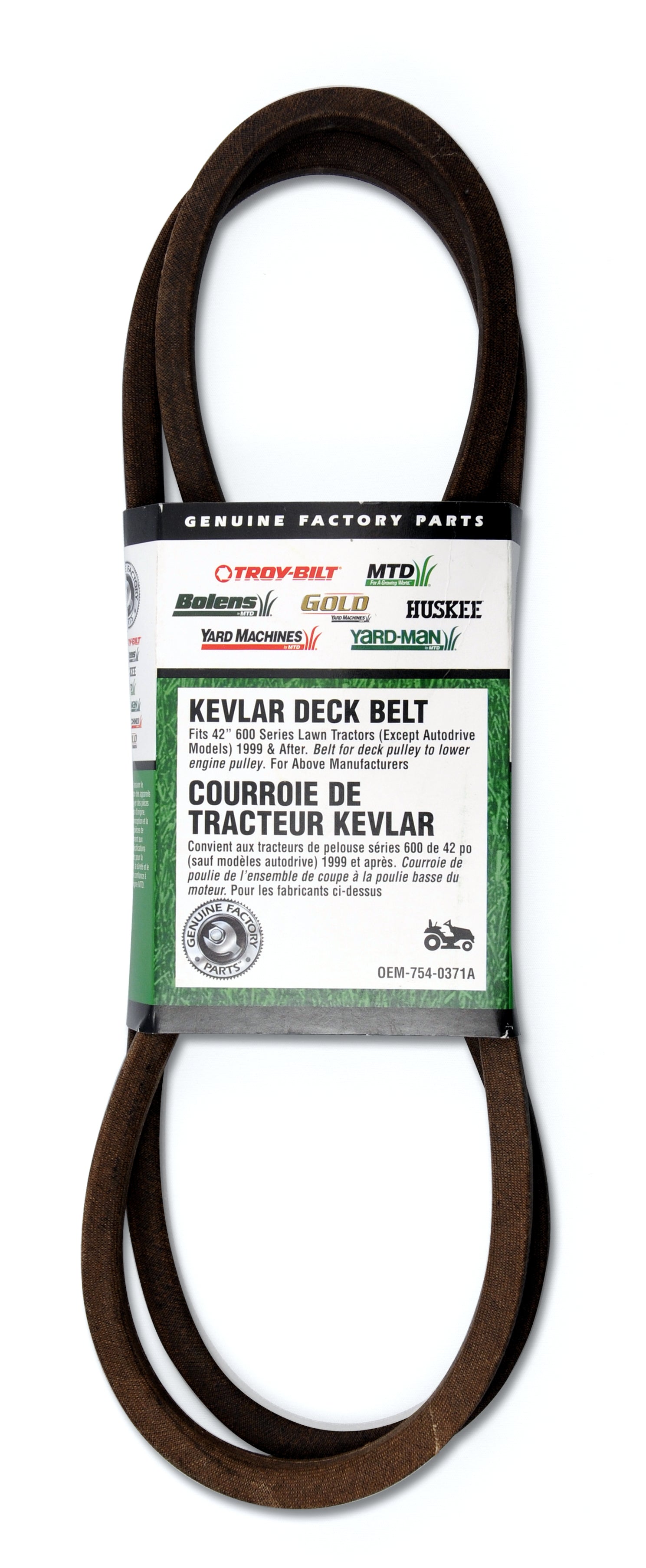 MTD 42-inch 600 Series Lawn Tractors 1999 & After - Replacement Kevlar Deck Belt (O.E. 754-0371A / 954-0371A)