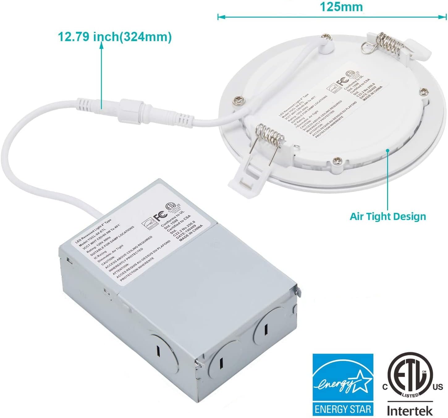 GOONI LED 3000K 4000K 5000K Selectable 10Pack 9W 4Inch Pot Light Recessed LED Light