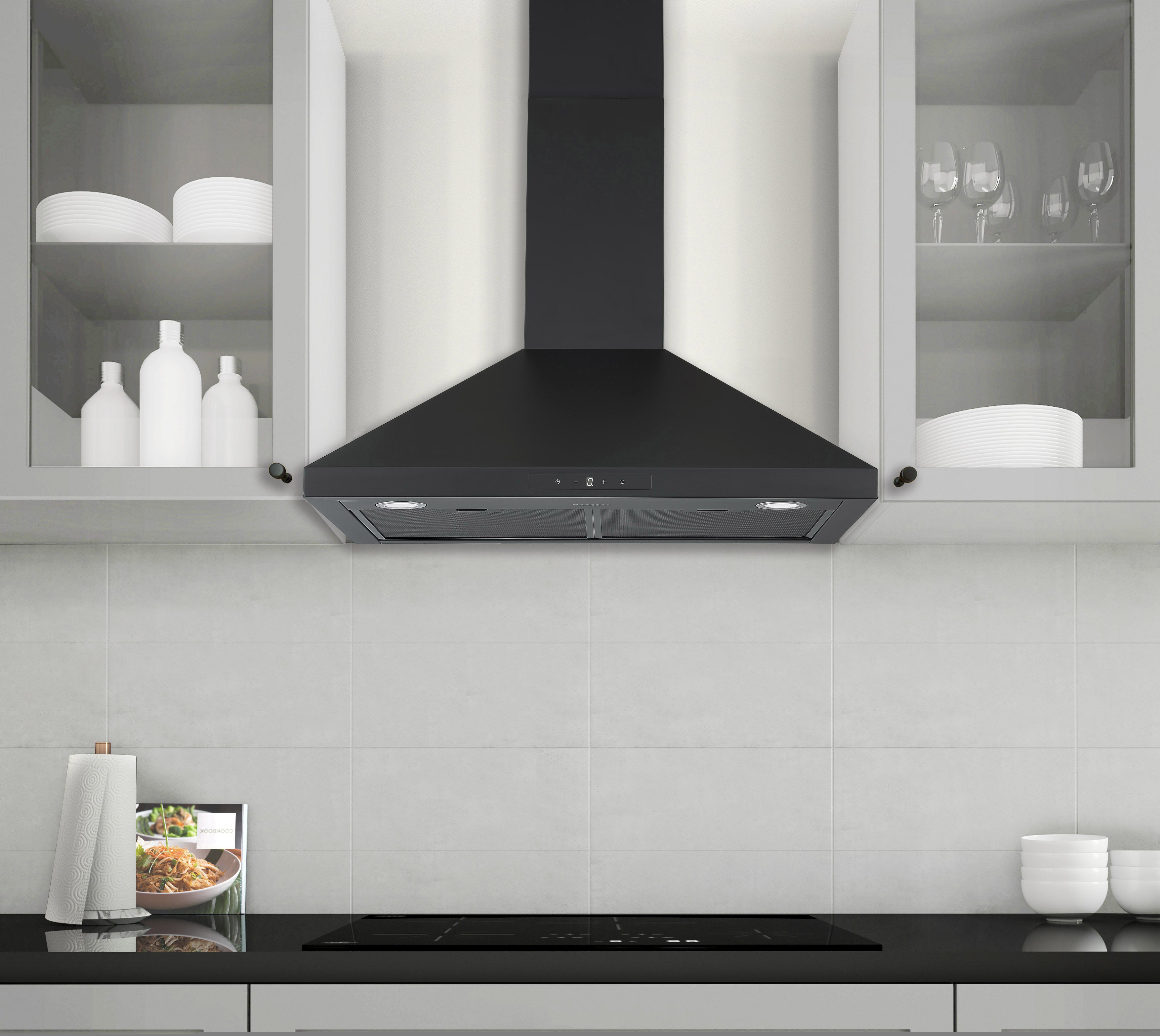 Ancona AN-1570 Matte Black Convertible Wall-Mounted Pyramid Range Hood
