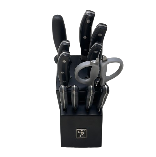 Henckels 10 Piece Stainless Steel Knife Set with Scissors, Black