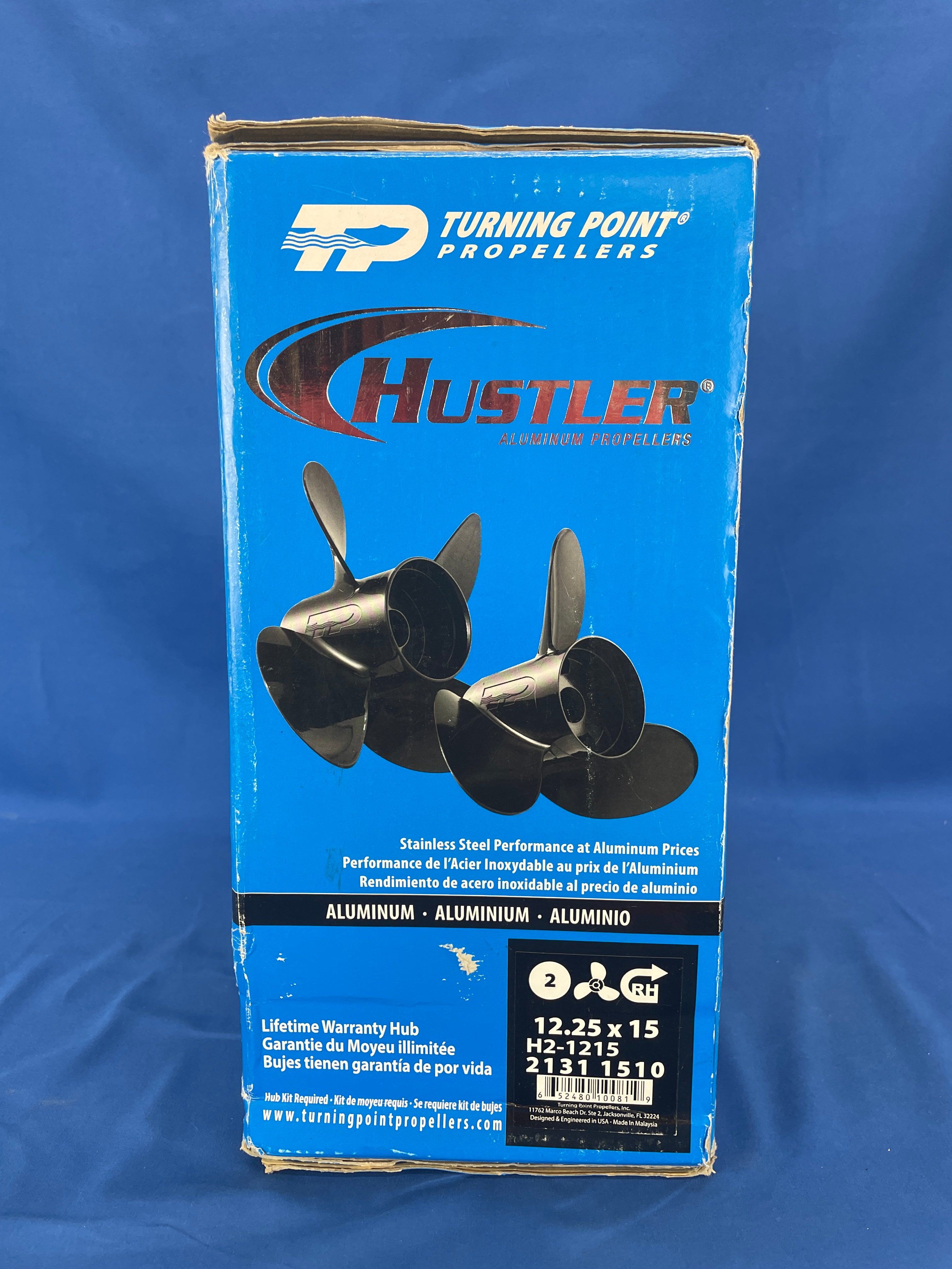 Turning Point Propellers 21311510 Hustler Boat Propeller 12.25 x 15, 3 Blade Aluminum Right-Hand Rotation (Standard)
