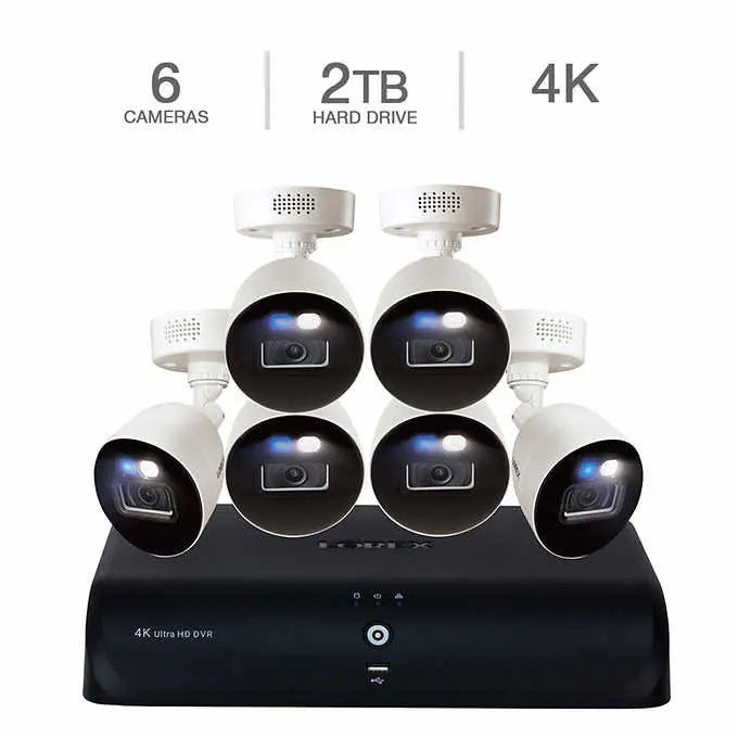 Lorex 4K Wired Security System with Dual Warning Lights (6 Cameras)