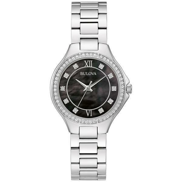 Bulova Crystal Black Mother-of-Pearl Dial Ladies Watch