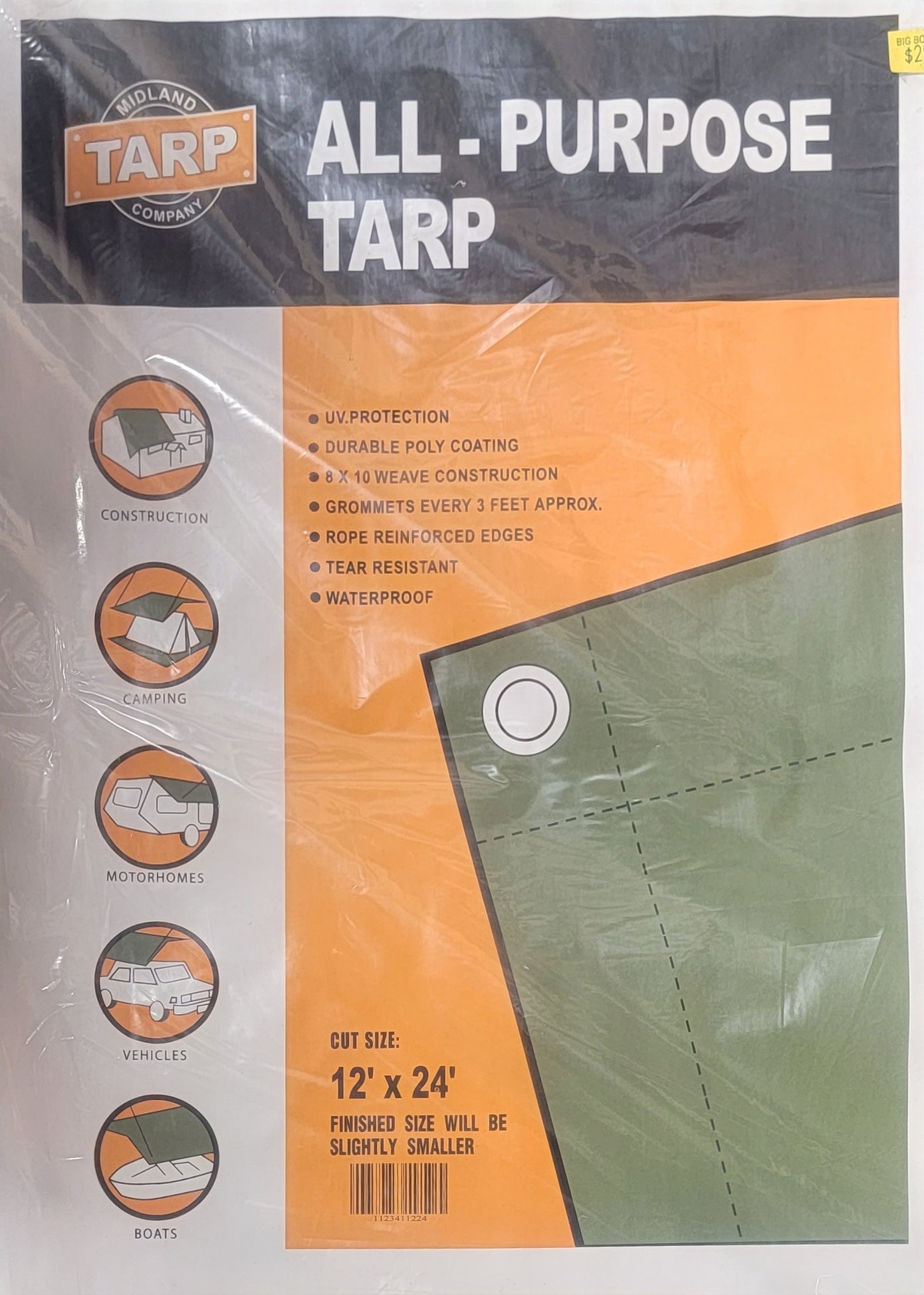Midland Tarps - All Purpose Green Tarp - 12' x 24'